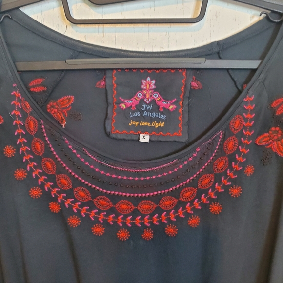 JOHNNY WAS Blue with Red Embroidered Midi Dress Size S - Picture 2 of 10